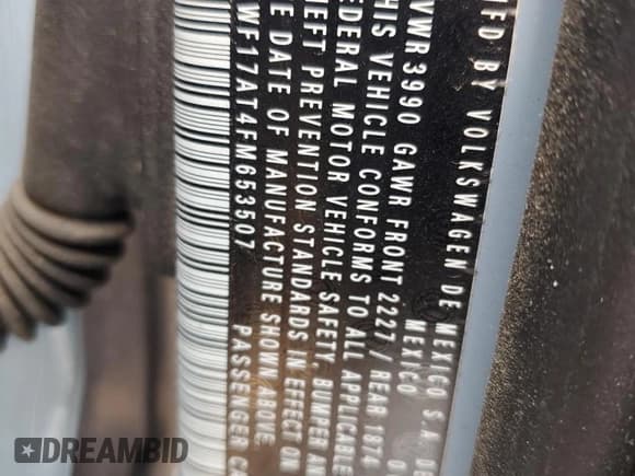 ✅ 2015 Volkswagen Beetle Fleet Edition • VIN: 3VWF17AT4FM653507 • Lot: 56514045. Listed on Copart with 67,950 mi. Free auction sales archive from the USA and detailed vehicle history report at DreamBid. Image 12.