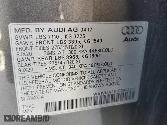 ✅ 2012 Audi Q7 Prestige • VIN: WA1VMAFE1CD009591 • Lot: 73668894. Wystawiony na Copart z przebiegiem 127 740 mil. Bezpłatny archiwum sprzedaży aukcyjnych z USA i szczegółowy raport historii pojazdu na DreamBid. Zdjęcie 13.