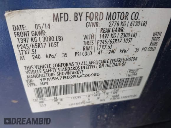 ✅ 2014 Ford Explorer • VIN: 1FM5K7B82EGC56985 • Лот: 42142826. Опубликован ранее на IAAI с пробегом 173 267 миль. Бесплатный доступ к архиву аукционных продаж из США и подробный отчёт об истории автомобиля на DreamBid. Изображение 9.