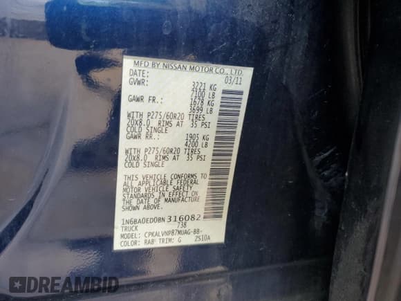 ✅ 2011 Nissan Titan SL • VIN: 1N6BA0ED0BN316082 • Лот: 55942615. Опубликован ранее на Copart с пробегом 216 257 миль. Бесплатный доступ к архиву аукционных продаж из США и подробный отчёт об истории автомобиля на DreamBid. Изображение 12.