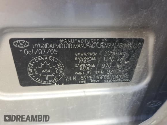 ✅ 2006 Hyundai Sonata GLS • VIN: 5NPET46F86H049281 • Лот: 75192874. Опубликован ранее на Copart с пробегом 232 115 миль. Бесплатный доступ к архиву аукционных продаж из США и подробный отчёт об истории автомобиля на DreamBid. Изображение 12.