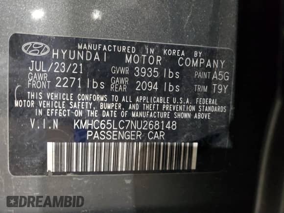 2022 Hyundai Ioniq Blue с VIN KMHC65LC7NU268148, выставлен на аукционе Copart как лот 69999604 с пробегом 134 996 миль миль и Списание • Salvage title. История ставок и продаж доступна на DreamBid. Изображение 14.