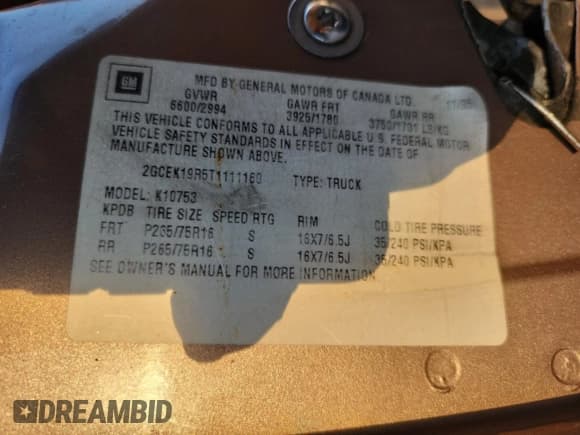 ✅ 1996 Chevrolet Silverado 1500 • VIN: 2GCEK19R5T1111160 • Лот: 92922815. Опубликован ранее на Copart с пробегом 386 454 миль. Бесплатный доступ к архиву аукционных продаж из США и подробный отчёт об истории автомобиля на DreamBid. Изображение 12.