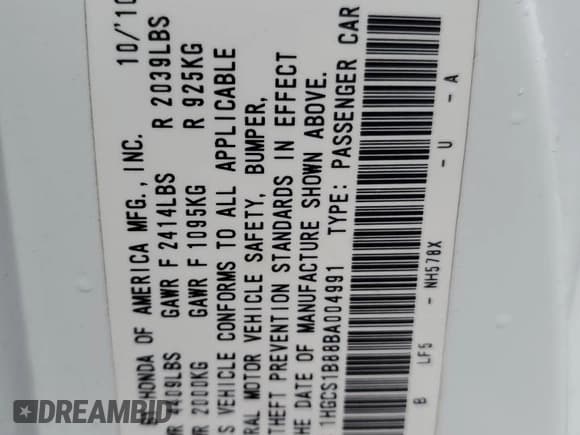 ✅ 2011 Honda Accord EX-L • VIN: 1HGCS1B88BA004991 • Лот: 85947735. Опубликован ранее на Copart с пробегом 155 180 миль. Бесплатный доступ к архиву аукционных продаж из США и подробный отчёт об истории автомобиля на DreamBid. Изображение 13.