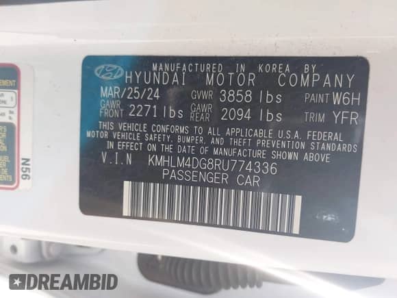 2024 Hyundai Elantra SEL с VIN KMHLM4DG8RU774336, выставлен на аукционе IAAI как лот 43270274 с пробегом 25 788 миль миль и . История ставок и продаж доступна на DreamBid. Изображение 9.