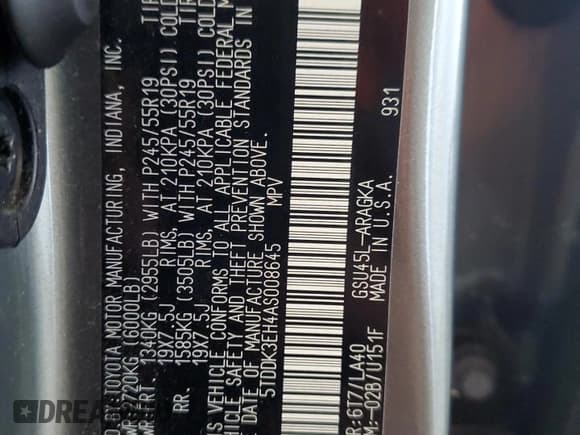 ✅ 2010 Toyota Highlander Limited • VIN: 5TDDK3EH4AS008645 • Лот: 68561155. Опубликован ранее на Copart с пробегом 167 074 миль. Бесплатный доступ к архиву аукционных продаж из США и подробный отчёт об истории автомобиля на DreamBid. Изображение 13.