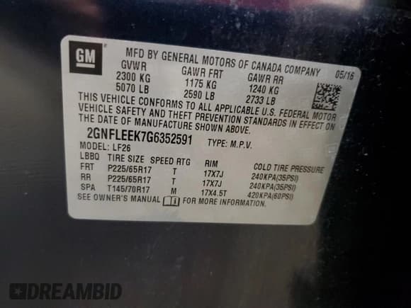 ✅ 2016 Chevrolet Equinox LS • VIN: 2GNFLEEK7G6352591 • Лот: 66214565. Опубликован ранее на Copart с пробегом 85 508 миль. Бесплатный доступ к архиву аукционных продаж из США и подробный отчёт об истории автомобиля на DreamBid. Изображение 12.