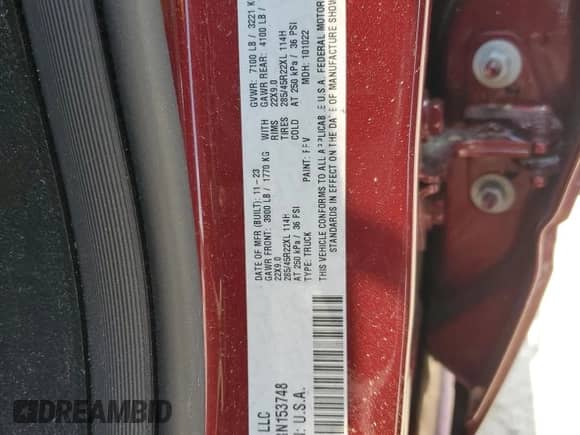 2024 Ram 1500 Limited with VIN 1C6SRFHT8RN153748, listed as a Copart auction lot 58774465 with Not provided miles and Non repairable. Bid and sale history available at DreamBid. Image 12.