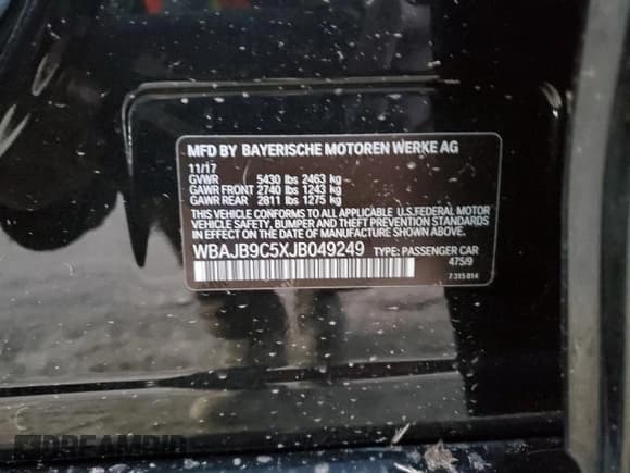 ✅ 2018 BMW 5 Series M550i xDrive • VIN: WBAJB9C5XJB049249 • Lot: 92912695. Listed on Copart with 121,090 mi. Free auction sales archive from the USA and detailed vehicle history report at DreamBid. Image 12.