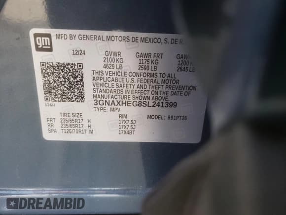✅ 2025 Chevrolet Equinox FWD LT • VIN: 3GNAXHEG8SL241399 • Lot: 61866615. Wystawiony na Copart z przebiegiem 8 225 mil. Bezpłatny archiwum sprzedaży aukcyjnych z USA i szczegółowy raport historii pojazdu na DreamBid. Zdjęcie 13.