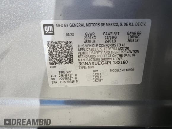 ✅ 2023 Chevrolet Equinox LT • VIN: 3GNAXUEG4PL182190 • Lot: 86832805. Listed on Copart with 48,923 mi. Free auction sales archive from the USA and detailed vehicle history report at DreamBid. Image 14.