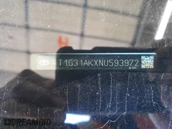 2022 Toyota Camry Hybrid SE with VIN 4T1G31AKXNU593972, listed as a Copart auction lot 84217185 with Not provided miles and Salvage title. Bid and sale history available at DreamBid. Image 12.