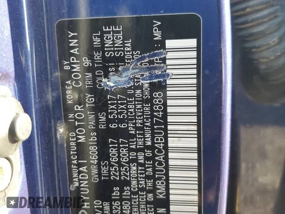 2011 Hyundai Tucson GLS z VIN KM8JUCAC4BU174888, wystawiony jako Copart lot #63278655 z przebiegiem 156 034 mil mil oraz Szkoda całkowita • Salvage title. Historia ofert i sprzedaży dostępna na DreamBid. Obrazek 13.