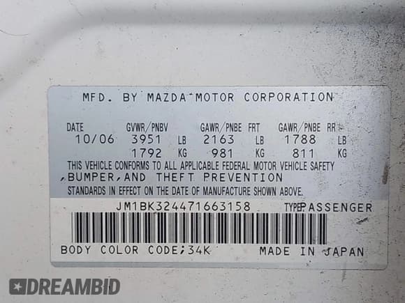 ✅ 2007 Mazda 3 S Touring • VIN: JM1BK324471663158 • Lot: 42575124. Wystawiony na IAAI z przebiegiem 160 938 mil. Bezpłatny archiwum sprzedaży aukcyjnych z USA i szczegółowy raport historii pojazdu na DreamBid. Zdjęcie 9.