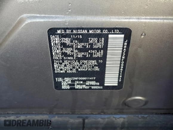 ✅ 2016 Infiniti QX80 • VIN: JN8AZ2NF0G9611417 • Lot: 95259725. Listed on Copart with 137,370 mi. Free auction sales archive from the USA and detailed vehicle history report at DreamBid. Image 13.