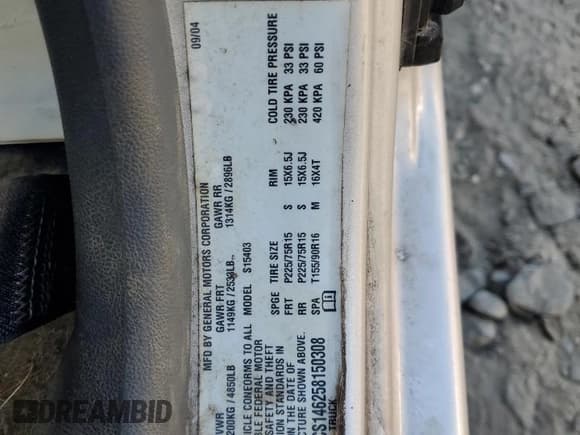 ✅ 2005 Chevrolet Colorado LS Z85 • VIN: 1GCCS146258150308 • Lot: 70951395. Listed on Copart with 220,481 mi. Free auction sales archive from the USA and detailed vehicle history report at DreamBid. Image 12.