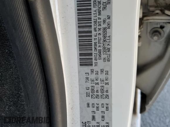 ✅ 2019 Ram 1500 Big Horn • VIN: 1C6SRFMT9KN892686 • Lot: 69827275. Listed on Copart with 162,562 mi. Free auction sales archive from the USA and detailed vehicle history report at DreamBid. Image 12.