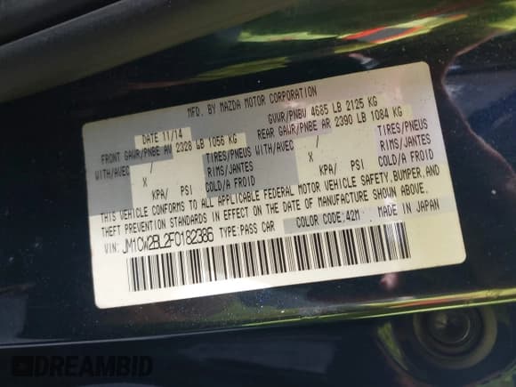 ✅ 2015 Mazda 5 Sport • VIN: JM1CW2BL2F0182386 • Лот: 43500512. Опубликован ранее на IAAI с пробегом 133 541 миль. Бесплатный доступ к архиву аукционных продаж из США и подробный отчёт об истории автомобиля на DreamBid. Изображение 9.