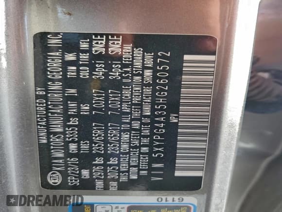 ✅ 2017 Kia Sorento LX • VIN: 5XYPG4A35HG260572 • Лот: 95097815. Опубликован ранее на Copart с пробегом 114 790 миль. Бесплатный доступ к архиву аукционных продаж из США и подробный отчёт об истории автомобиля на DreamBid. Изображение 13.