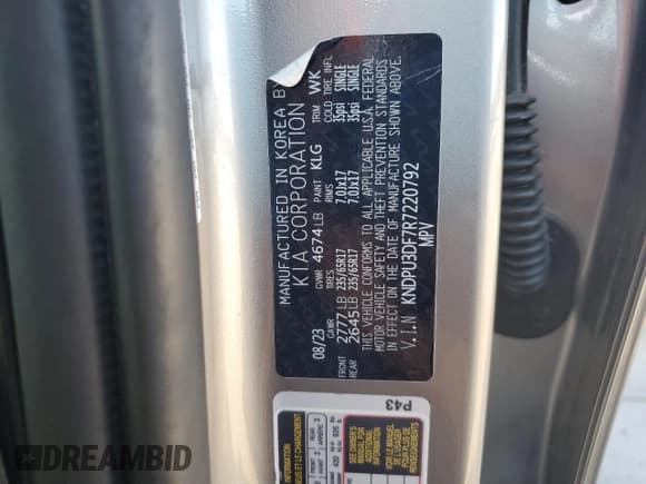 ✅ 2024 Kia Sportage LX • VIN: KNDPU3DF7R7220792 • Lot: 82154255. Listed on Copart with Not provided. Free auction sales archive from the USA and detailed vehicle history report at DreamBid. Image 13.