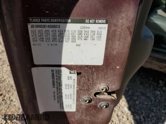 ✅ 2004 Chevrolet Impala LS • VIN: 2G1WH52K149368013 • Лот: 74766464. Размещён на Copart с пробегом Не указан миль. Получите бесплатный доступ к архиву аукционных продаж из США и посмотрите подробный отчёт об истории автомобиля на DreamBid. Изображение 12.