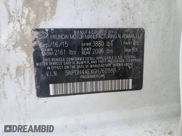 2016 Hyundai Elantra Limited с VIN 5NPDH4AEXGH762888, выставлен на аукционе Copart как лот 65808135 с пробегом 125 807 миль миль и Списание • Salvage title. История ставок и продаж доступна на DreamBid. Изображение 12.