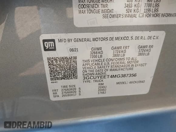 ✅ 2021 Chevrolet Silverado 1500 RST • VIN: 3GCUYEET4MG387356 • Lot: 41808678. Listed on IAAI with Not provided. Free auction sales archive from the USA and detailed vehicle history report at DreamBid. Image 9.