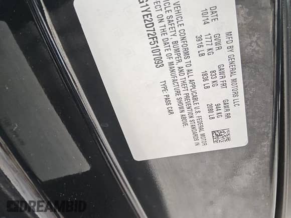 ✅ 2015 Chevrolet Corvette 3LT • VIN: 1G1YE2D72F5107093 • Lot: 84415065. Listed on Copart with 67,909 mi. Free auction sales archive from the USA and detailed vehicle history report at DreamBid. Image 12.