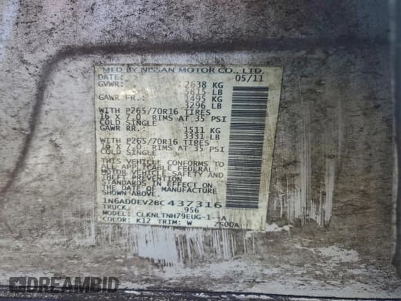 ✅ 2011 Nissan Frontier Pro-4X • VIN: 1N6AD0EV2BC437316 • Lot: 95924815. Listed on Copart with 170,252 mi. Free auction sales archive from the USA and detailed vehicle history report at DreamBid. Image 12.