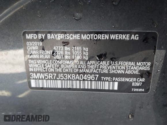 ✅ 2019 BMW 3 Series 330i xDrive • VIN: 3MW5R7J53K8A04967 • Лот: 42032755. Опубликован ранее на IAAI с пробегом 46 415 миль. Бесплатный доступ к архиву аукционных продаж из США и подробный отчёт об истории автомобиля на DreamBid. Изображение 9.