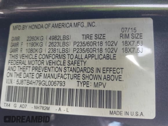 ✅ 2016 Acura RDX Advance • VIN: 5J8TB4H79GL006793 • Lot: 41653032. Listed on IAAI with 111,488 mi. Free auction sales archive from the USA and detailed vehicle history report at DreamBid. Image 9.