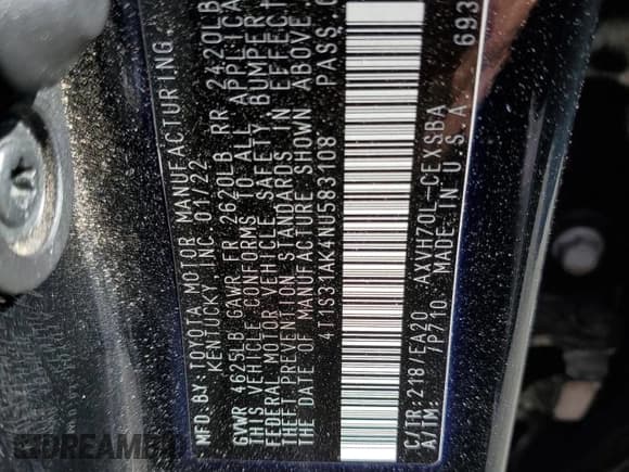 ✅ 2022 Toyota Camry Hybrid SE • VIN: 4T1S31AK4NU583108 • Лот: 90052685. Опубликован ранее на Copart с пробегом 39 074 миль. Бесплатный доступ к архиву аукционных продаж из США и подробный отчёт об истории автомобиля на DreamBid. Изображение 12.