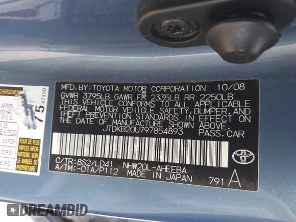 ✅ 2009 Toyota Prius • VIN: JTDKB20U797854893 • Лот: 43830060. Опубликован ранее на IAAI с пробегом 192 804 миль. Бесплатный доступ к архиву аукционных продаж из США и подробный отчёт об истории автомобиля на DreamBid. Изображение 9.