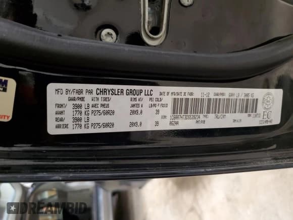 ✅ 2013 Ram 1500 Sport • VIN: 1C6RR7HT3DS539234 • Lot: 46897225. Listed on Copart with 250,584 mi. Free auction sales archive from the USA and detailed vehicle history report at DreamBid. Image 12.