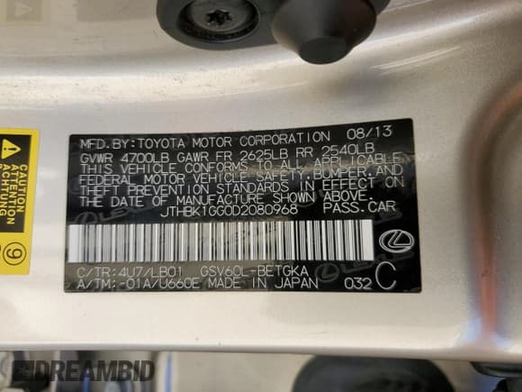 ✅ 2013 Lexus ES 250 • VIN: JTHBK1GG0D2080968 • Lot: 86859735. Wystawiony na Copart z przebiegiem 123 741 mil. Bezpłatny archiwum sprzedaży aukcyjnych z USA i szczegółowy raport historii pojazdu na DreamBid. Zdjęcie 13.