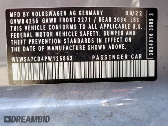 ✅ 2023 Volkswagen Golf GTI SE • VIN: WVWSA7CD4PW125863 • Lot: 60133795. Wystawiony na Copart z przebiegiem 18 140 mil. Bezpłatny archiwum sprzedaży aukcyjnych z USA i szczegółowy raport historii pojazdu na DreamBid. Zdjęcie 12.