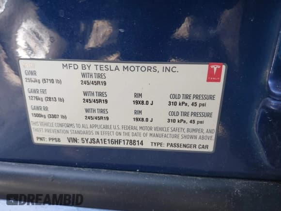 ✅ 2017 Tesla Model S 60 • VIN: 5YJSA1E16HF178814 • Lot: 43813953. Wystawiony na IAAI z przebiegiem 93 309 mil. Bezpłatny archiwum sprzedaży aukcyjnych z USA i szczegółowy raport historii pojazdu na DreamBid. Zdjęcie 9.