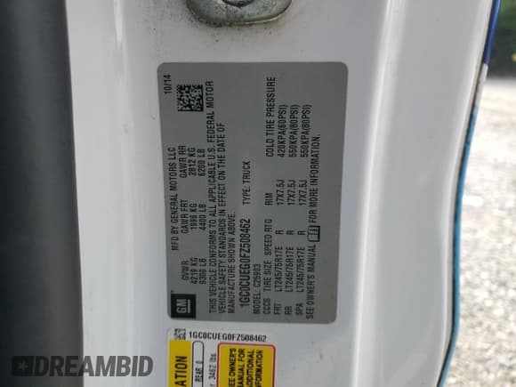 ✅ 2015 Chevrolet Silverado 2500HD Work Truck • VIN: 1GC0CUEG0FZ508462 • Lot: 53949005. Wystawiony na Copart z przebiegiem 265 120 mil. Bezpłatny archiwum sprzedaży aukcyjnych z USA i szczegółowy raport historii pojazdu na DreamBid. Zdjęcie 12.