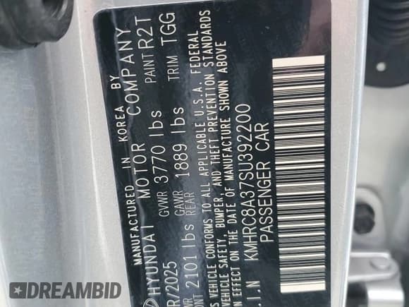 ✅ 2025 Hyundai Venue SEL • VIN: KMHRC8A37SU392200 • Lot: 91981335. Wystawiony na Copart z przebiegiem 926 mil. Bezpłatny archiwum sprzedaży aukcyjnych z USA i szczegółowy raport historii pojazdu na DreamBid. Zdjęcie 12.