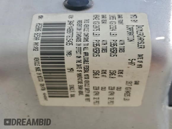 ✅ 2007 Chrysler PT Cruiser • VIN: 3A4FY48B87T615435 • Lot: 96672955. Wystawiony na Copart z przebiegiem 138 369 mil. Bezpłatny archiwum sprzedaży aukcyjnych z USA i szczegółowy raport historii pojazdu na DreamBid. Zdjęcie 12.