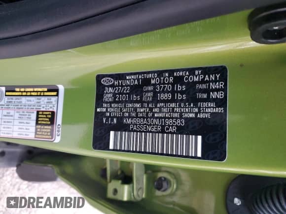 2022 Hyundai Venue SE с VIN KMHRB8A30NU198583, выставлен на аукционе Copart как лот 78198634 с пробегом 18 840 миль миль и Списание • Salvage title. История ставок и продаж доступна на DreamBid. Изображение 15.