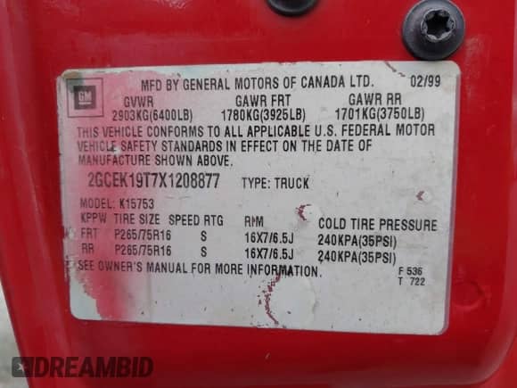 1999 Chevrolet Silverado 1500 LS z VIN 2GCEK19T7X1208877, wystawiony jako IAAI lot #43514801 z przebiegiem 162 021 mil mil oraz . Historia ofert i sprzedaży dostępna na DreamBid. Obrazek 9.