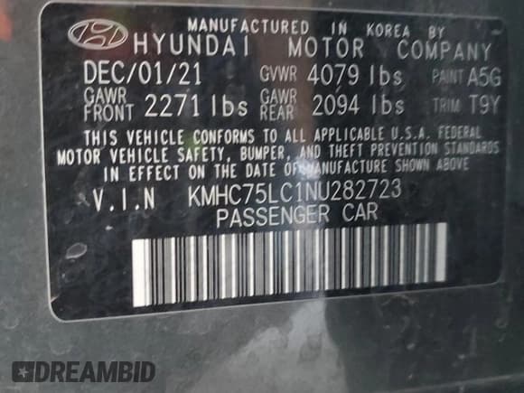 ✅ 2022 Hyundai Ioniq SE • VIN: KMHC75LC1NU282723 • Lot: 69860164. Wystawiony na Copart z przebiegiem 57 208 mil. Bezpłatny archiwum sprzedaży aukcyjnych z USA i szczegółowy raport historii pojazdu na DreamBid. Zdjęcie 13.