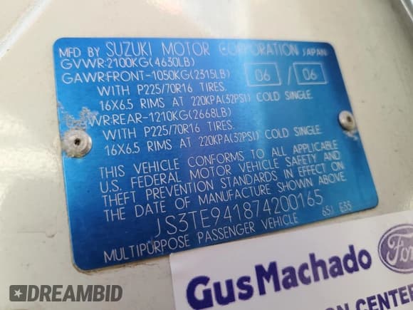 ✅ 2007 Suzuki Grand Vitara • VIN: JS3TE941874200165 • Lot: 44692545. Listed on Copart with 115,283 mi. Free auction sales archive from the USA and detailed vehicle history report at DreamBid. Image 13.