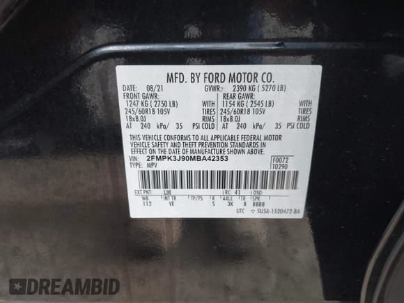 ✅ 2021 Ford Edge SEL • VIN: 2FMPK3J90MBA42353 • Лот: 43097256. Опубликован ранее на IAAI с пробегом 43 858 миль. Бесплатный доступ к архиву аукционных продаж из США и подробный отчёт об истории автомобиля на DreamBid. Изображение 9.