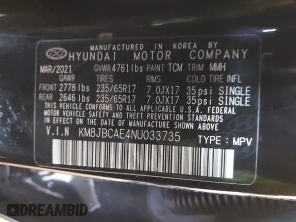 ✅ 2022 Hyundai Tucson Preferred • VIN: KM8JBCAE4NU033735 • Lot: 41696707. Wystawiony na IAAI z przebiegiem 32 177 mil. Bezpłatny archiwum sprzedaży aukcyjnych z USA i szczegółowy raport historii pojazdu na DreamBid. Zdjęcie 9.