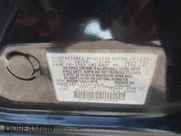 ✅ 2021 Nissan Versa SR • VIN: 3N1CN8FV6ML818618 • Lot: 43337990. Wystawiony na IAAI z przebiegiem Nie podano. Bezpłatny archiwum sprzedaży aukcyjnych z USA i szczegółowy raport historii pojazdu na DreamBid. Zdjęcie 9.