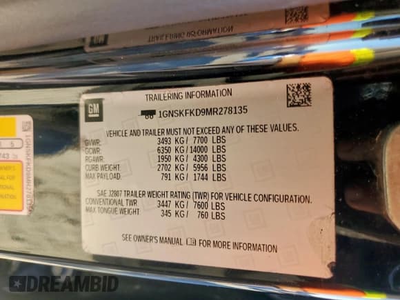 ✅ 2021 Chevrolet Suburban Premier • VIN: 1GNSKFKD9MR278135 • Lot: 90880065. Wystawiony na Copart z przebiegiem 216 548 mil. Bezpłatny archiwum sprzedaży aukcyjnych z USA i szczegółowy raport historii pojazdu na DreamBid. Zdjęcie 13.