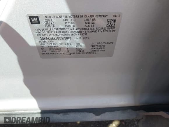 ✅ 2016 GMC Terrain SLE • VIN: 2GKALNEK8G6308042 • Lot: 43049047. Wystawiony na IAAI z przebiegiem 90 650 mil. Bezpłatny archiwum sprzedaży aukcyjnych z USA i szczegółowy raport historii pojazdu na DreamBid. Zdjęcie 9.