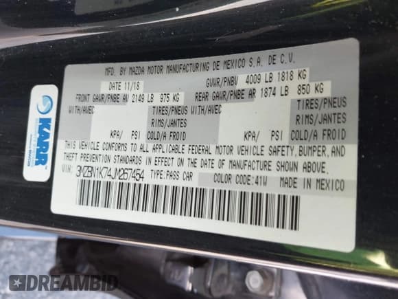 ✅ 2018 Mazda 3 Sport • VIN: 3MZBN1K74JM267454 • Лот: 42335041. Опубликован ранее на IAAI с пробегом 180 501 миль. Бесплатный доступ к архиву аукционных продаж из США и подробный отчёт об истории автомобиля на DreamBid. Изображение 9.